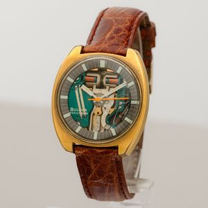 Bulova : Accutron Spaceview laminato con quadrante a vista di forma tonneau, cinturino in pelle, 36x38 mm  - Asta Watches - Associazione Nazionale - Case d'Asta italiane