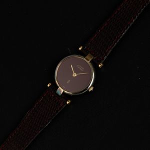 CARTIER : Vermeil Ronde laminato al quarzo quadrante bordeaux, 24 mm  - Asta Watches - Associazione Nazionale - Case d'Asta italiane