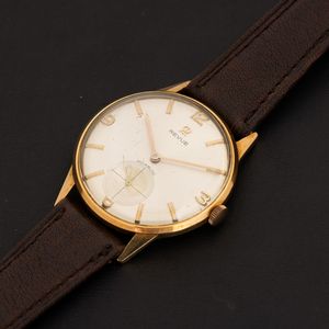 REVUE : Solo tempo in oro giallo 18k, carica manuale, quadrante Argent e piccoli secondi, 35 mm  - Asta Watches - Associazione Nazionale - Case d'Asta italiane