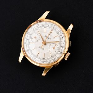 REVUE : Cronografo in oro giallo 18k carica manuale, quadrante Argent bitonale con indici applicati, 35 mm  - Asta Watches - Associazione Nazionale - Case d'Asta italiane