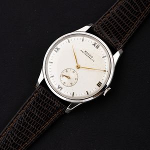 MOERIS : Solo tempo Oversize in acciaio carica manuale, quadrante argent con piccoli secondi, 38 mm  - Asta Watches - Associazione Nazionale - Case d'Asta italiane