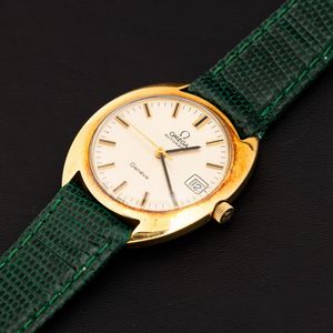 OMEGA : Geneve in oro giallo 18k automatico con datario, quadrante Argent, 33x35 mm  - Asta Watches - Associazione Nazionale - Case d'Asta italiane