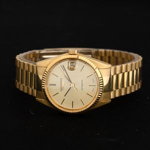 LONGINES : Automatic in oro giallo 18k con datario, quadrante champagne e bracciale President, 32 mm  - Asta Watches - Associazione Nazionale - Case d'Asta italiane