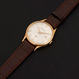 Grimsel : Solo tempo in oro 18k, carica manuale con datario, quadrante Argent indici applicati, 34 mm  - Asta Watches - Associazione Nazionale - Case d'Asta italiane