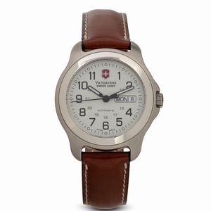 Victorinox - Suisse Army automatico in acciaio con indicazione di giorno e data, quadrante bianco numeri Arabi, 40 mm