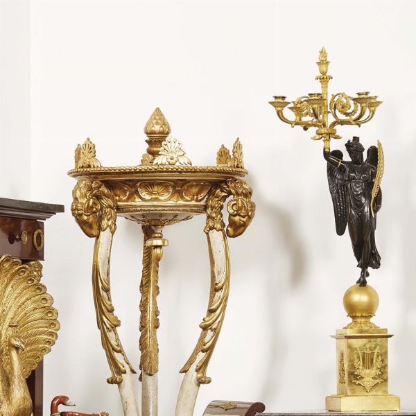 COPPIA DI GRANDI CANDELABRI IN STILE IMPERO, ROMA, SECOLO XX  - Asta INTERNATIONAL FINE ART - Associazione Nazionale - Case d'Asta italiane