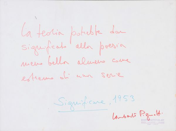 LAMBERTO PIGNOTTI : Significare  - Asta Arte moderna e contemporanea - Dipinti del XIX e XX secolo - Associazione Nazionale - Case d'Asta italiane