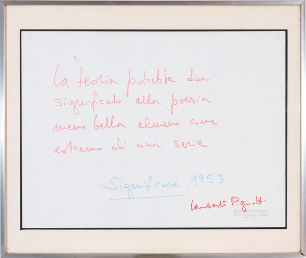 LAMBERTO PIGNOTTI : Significare  - Asta Arte moderna e contemporanea - Dipinti del XIX e XX secolo - Associazione Nazionale - Case d'Asta italiane