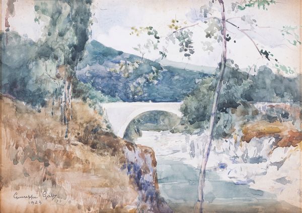 Giuseppe Galli : Ponte sulla Sesia a Scopello Val Sesia  - Asta Arte moderna e contemporanea - Dipinti del XIX e XX secolo - Associazione Nazionale - Case d'Asta italiane