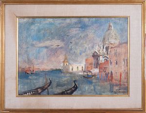 MARIO VARAGNOLO : Veduta di Venezia  - Asta Arte moderna e contemporanea - Dipinti del XIX e XX secolo - Associazione Nazionale - Case d'Asta italiane