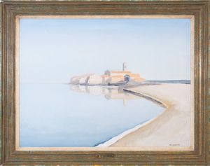 MARIO DINON : Pellestrina  - Asta Arte moderna e contemporanea - Dipinti del XIX e XX secolo - Associazione Nazionale - Case d'Asta italiane