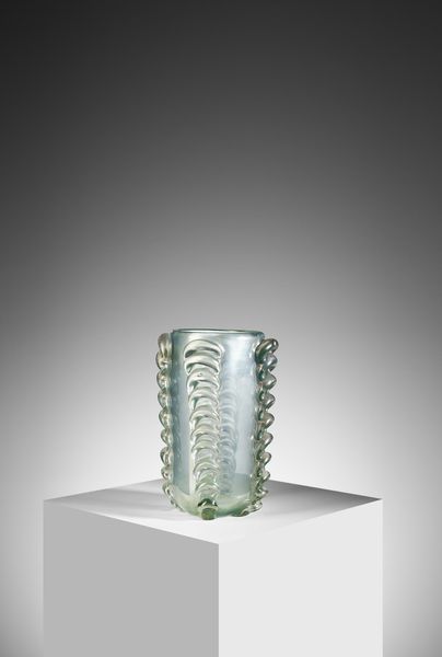 BARBINI ALFREDO (1912 - 2007) : attribuito. Vaso cilindrico decorato su quattro lati da morise per VAMSA, Murano  - Asta Asta 451 | DESIGN E ARTI DECORATIVE DEL NOVECENTO - CERAMICHE e VETRI Online - Associazione Nazionale - Case d'Asta italiane