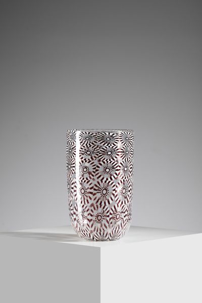 FORMENTELLO MARIO : Vaso cilindrico, Murano  - Asta Asta 451 | DESIGN E ARTI DECORATIVE DEL NOVECENTO - CERAMICHE e VETRI Online - Associazione Nazionale - Case d'Asta italiane