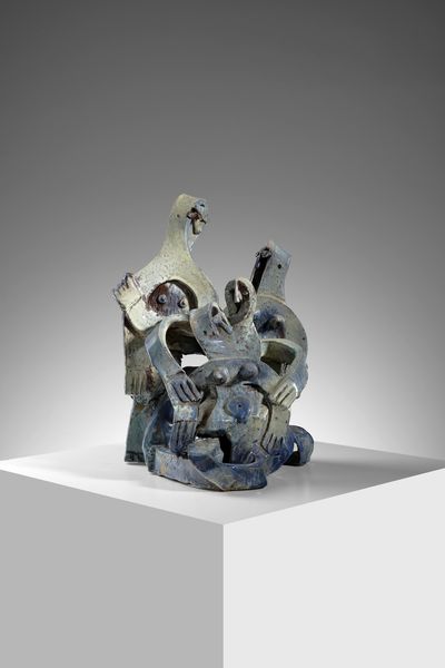 KODRA IBRAHIM (1918 - 2006) : attribuito. Scultura con figure antropomorfe  - Asta Asta 451 | DESIGN E ARTI DECORATIVE DEL NOVECENTO - CERAMICHE e VETRI Online - Associazione Nazionale - Case d'Asta italiane