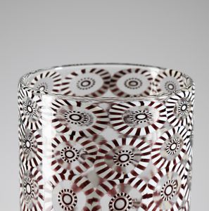 FORMENTELLO MARIO : Vaso cilindrico, Murano  - Asta Asta 451 | DESIGN E ARTI DECORATIVE DEL NOVECENTO - CERAMICHE e VETRI Online - Associazione Nazionale - Case d'Asta italiane