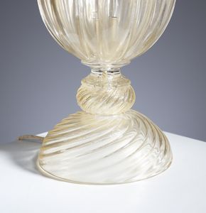 SEGUSO ARCHIMEDE (1909 - 1999) : Lampada da tavolo con costolature ritorte, Murano  - Asta Asta 451 | DESIGN E ARTI DECORATIVE DEL NOVECENTO - CERAMICHE e VETRI Online - Associazione Nazionale - Case d'Asta italiane