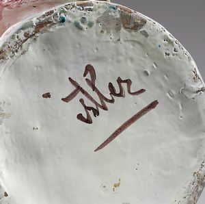 ISTLER CLARA : Vaso con applicazione di decorazioni floreali  - Asta Asta 451 | DESIGN E ARTI DECORATIVE DEL NOVECENTO - CERAMICHE e VETRI Online - Associazione Nazionale - Case d'Asta italiane