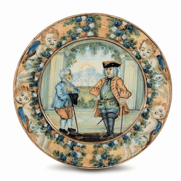 Piccolo piatto.<BR>Castelli, terzo quarto del XVIII secolo.<BR>  - Asta Maioliche e Porcellane da Collezione - Associazione Nazionale - Case d'Asta italiane
