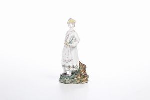 Figurina di pescivendola.<BR>Savona, 1780-1785 circa.  - Asta Maioliche e Porcellane da Collezione - Associazione Nazionale - Case d'Asta italiane