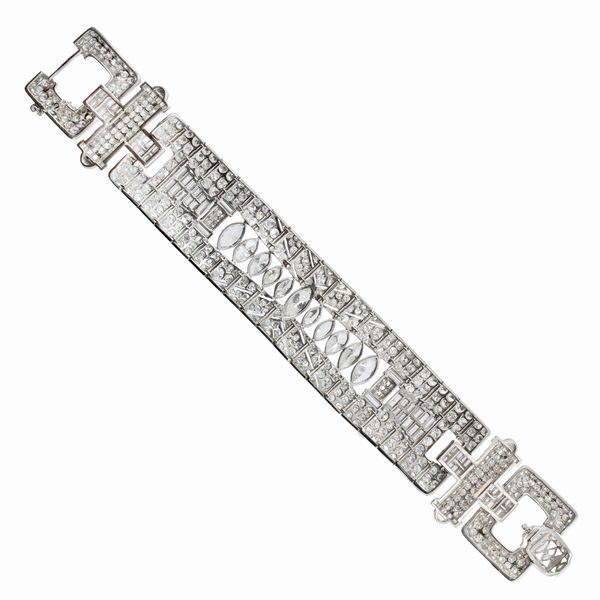 Bracciale Dec in platino diamanti e onice nero  - Asta Gioielli e Orologi - Associazione Nazionale - Case d'Asta italiane