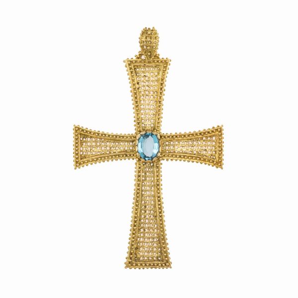 Pendente Croce in oro giallo 18kt  - Asta Gioielli e Orologi - Associazione Nazionale - Case d'Asta italiane