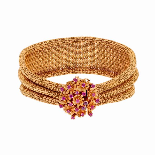 Bracciale in oro giallo 18kt maglia a tesssuto  - Asta Gioielli e Orologi - Associazione Nazionale - Case d'Asta italiane