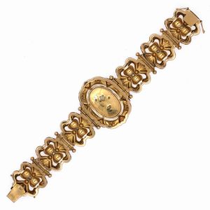 Antico bracciale  in oro giallo 18kt decorato con smalto  - Asta Gioielli e Orologi - Associazione Nazionale - Case d'Asta italiane