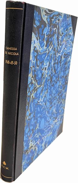 CANESSA A., DE NICOLA L. Lotto di tre cataloghi rilegati in un unico volume in mezza pelle.  - Asta Numismatica - Associazione Nazionale - Case d'Asta italiane