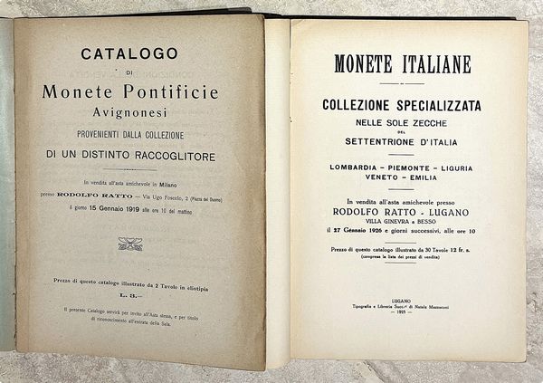 Lotto di due cataloghi. RATTO R.  - Asta Numismatica - Associazione Nazionale - Case d'Asta italiane