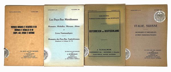 SCHULMAN J. Lotto di quattro cataloghi.  - Asta Numismatica - Associazione Nazionale - Case d'Asta italiane