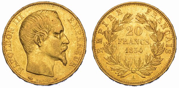 FRANCIA. NAPOLEON III, 1852-1870. 20 Francs 1854. Parigi.  - Asta Numismatica - Associazione Nazionale - Case d'Asta italiane