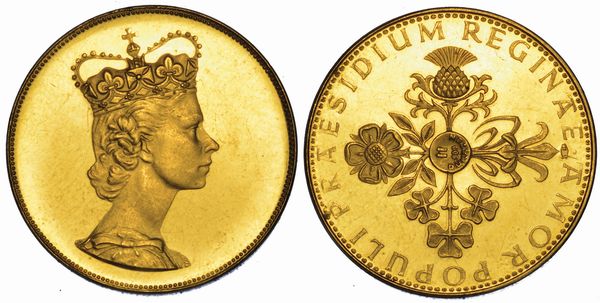 GERMANIA. ELIZABETH II, 1953-2022. Medaglia d'oro del peso di due ducati. Per commemorare la visita della Regina Elisabetta II in Germania nel maggio 1965.  - Asta Numismatica - Associazione Nazionale - Case d'Asta italiane