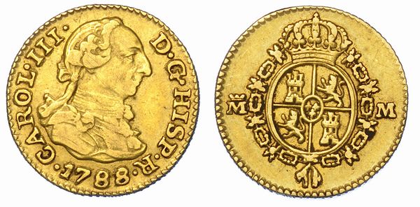 SPAGNA. CARLOS III, 1759-1788. 1/2 Escudo 1788. Madrid.  - Asta Numismatica - Associazione Nazionale - Case d'Asta italiane