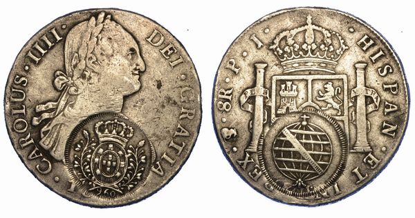 SUD AMERICA - BRASILE. JOAO, 1799-1816 (principe reggente). 8 Reales di Carlos IV con contromarca brasiliana da 960 reis. Potos.  - Asta Numismatica - Associazione Nazionale - Case d'Asta italiane