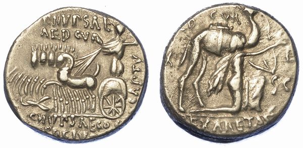 AEMILIA. M. Aemilius Scaurus, P. Plautius Hypsaeus, 58 a. C. Denario.  - Asta Numismatica - Associazione Nazionale - Case d'Asta italiane