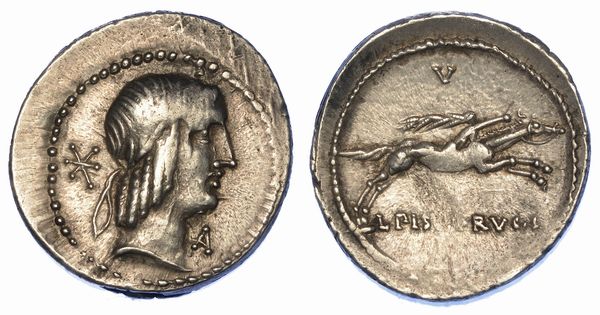 CALPURNIA. L. Calpurnius Piso Frugi, 90 a.C. Denario.  - Asta Numismatica - Associazione Nazionale - Case d'Asta italiane