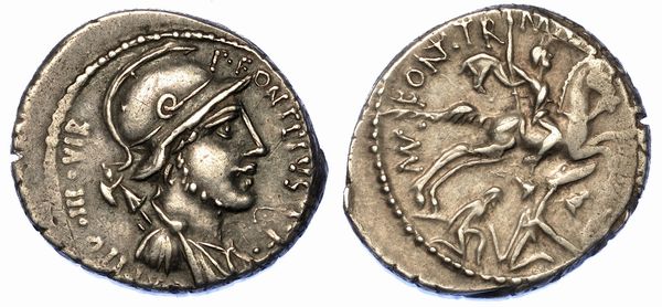 FONTEIA. P. Fonteius P. f. Capito, 55 a.C. Denario.  - Asta Numismatica - Associazione Nazionale - Case d'Asta italiane