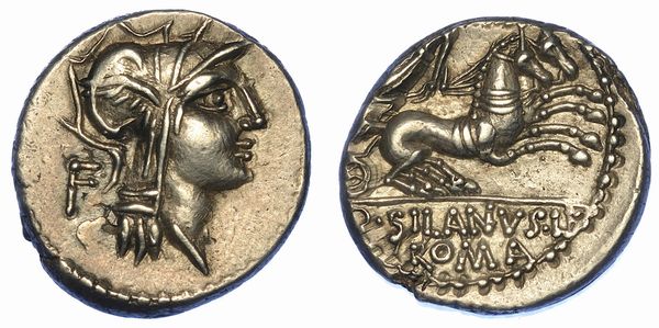 IUNIA. D. Iunius Silanus L.f., 91 a.C. Denario.  - Asta Numismatica - Associazione Nazionale - Case d'Asta italiane