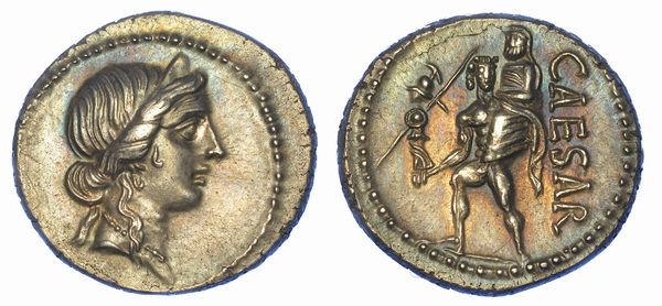 JULIA. Julius Caesar, + 44 a. C. Denario, anni 47-46. Africa.  - Asta Numismatica - Associazione Nazionale - Case d'Asta italiane