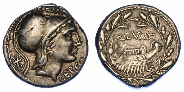 LUTATIA. Q. Lutatius Cerco, 109-108. a.C. Denario.  - Asta Numismatica - Associazione Nazionale - Case d'Asta italiane