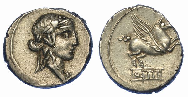 TITIA. Q. Titius, 90 a.C. Denario.  - Asta Numismatica - Associazione Nazionale - Case d'Asta italiane