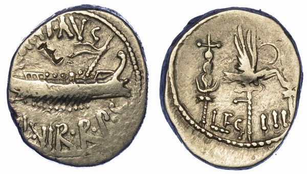 MARCANTONIO (+30 a.C.). Denario, anni 32-31 a.C. Zecca in movimento con MarcAntonio.  - Asta Numismatica - Associazione Nazionale - Case d'Asta italiane