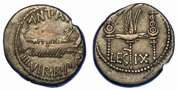 MARCANTONIO (+30 a.C.). Denario, anni 32-31 a.C. Zecca itinerante con MarcAntonio.  - Asta Numismatica - Associazione Nazionale - Case d'Asta italiane