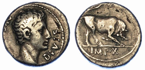 OTTAVIANO AUGUSTO, 27 a.C. - 14 d.C. Denario, 15-13 a.C. Lugdunum.  - Asta Numismatica - Associazione Nazionale - Case d'Asta italiane