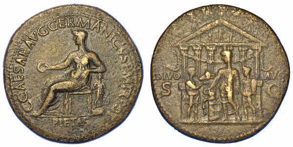 CALIGOLA, 37-41. Sesterzio, anni  37-38.  - Asta Numismatica - Associazione Nazionale - Case d'Asta italiane