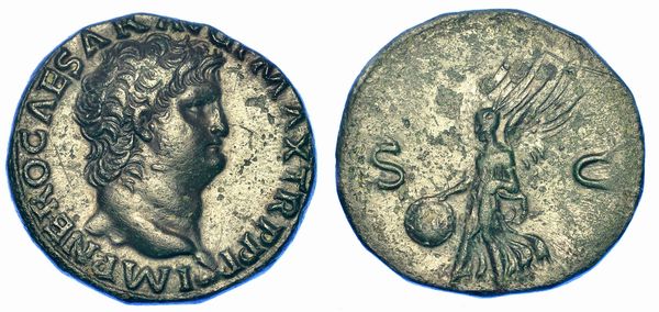 NERONE, 54-68. Asse, anno 66. Lugdunum.  - Asta Numismatica - Associazione Nazionale - Case d'Asta italiane