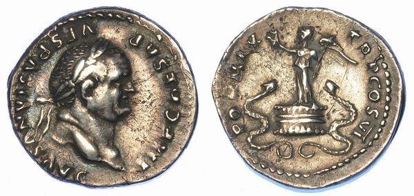 VESPASIANO, 69-79. Denario, anno 75 d.C. Roma.  - Asta Numismatica - Associazione Nazionale - Case d'Asta italiane