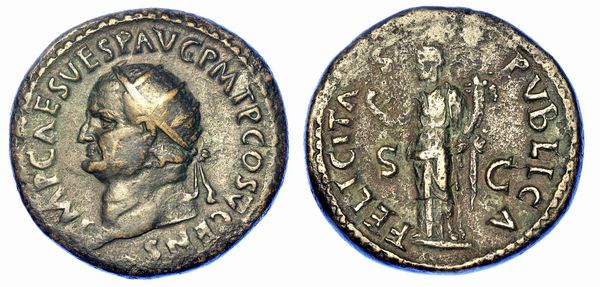 VESPASIANO, 69-79. Dupondio, anno 74.  - Asta Numismatica - Associazione Nazionale - Case d'Asta italiane