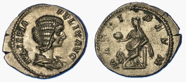 GIULIA DOMNA (madre di Caracalla), 211-217. Denario, anno 217.  - Asta Numismatica - Associazione Nazionale - Case d'Asta italiane