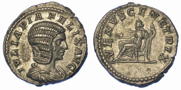 GIULIA DOMNA (madre di Caracalla), 211-217. Denario, anni 215-217. Roma.  - Asta Numismatica - Associazione Nazionale - Case d'Asta italiane